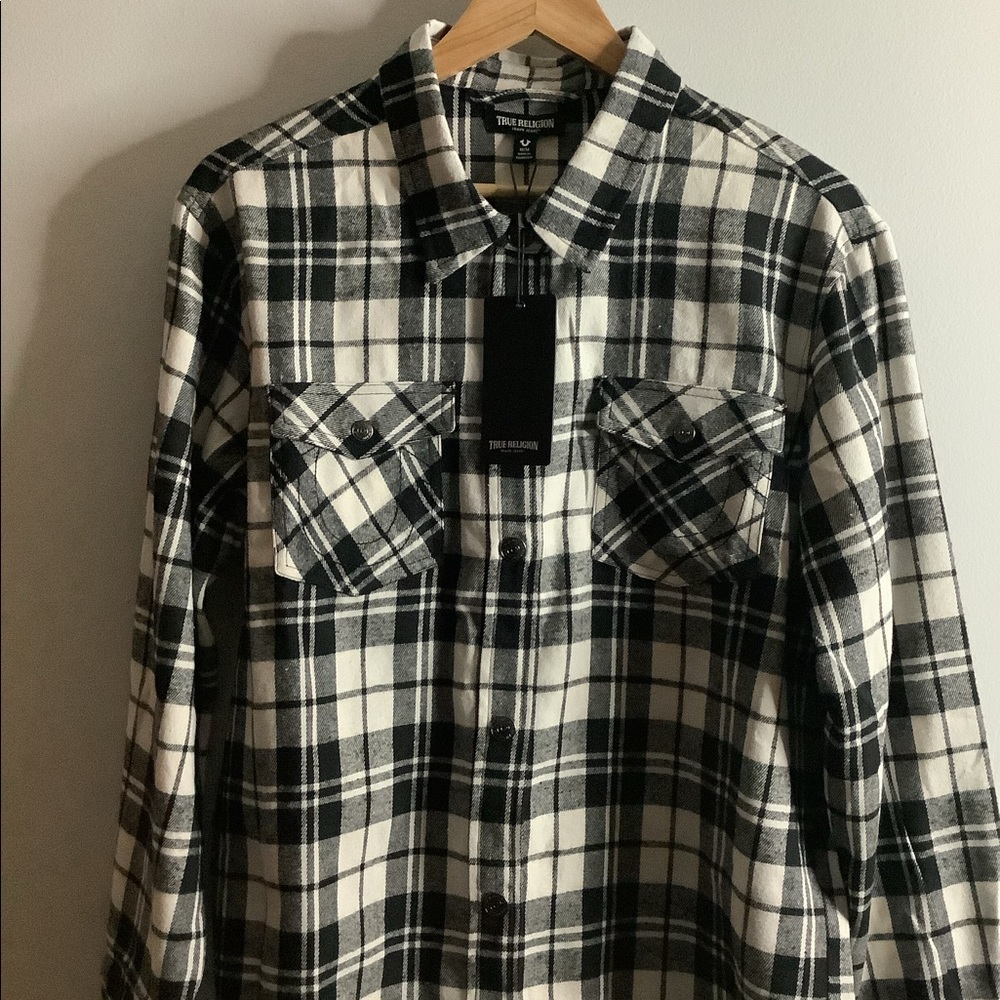 ❤️ NWT True Religion Button Down Flannel Shirt. Size M